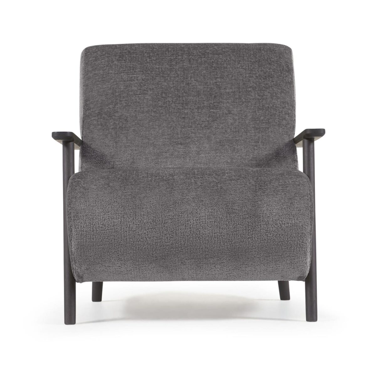 Kave Home Meghan fauteuil in grijze chenille en hout met wengé afwerking - Afbeelding 8