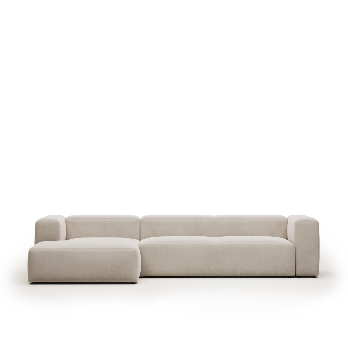 Kave Home Blok 4-zitsbank in beige chenille en met chaise longue links 330 cm FSC Mix Credit - Afbeelding 4