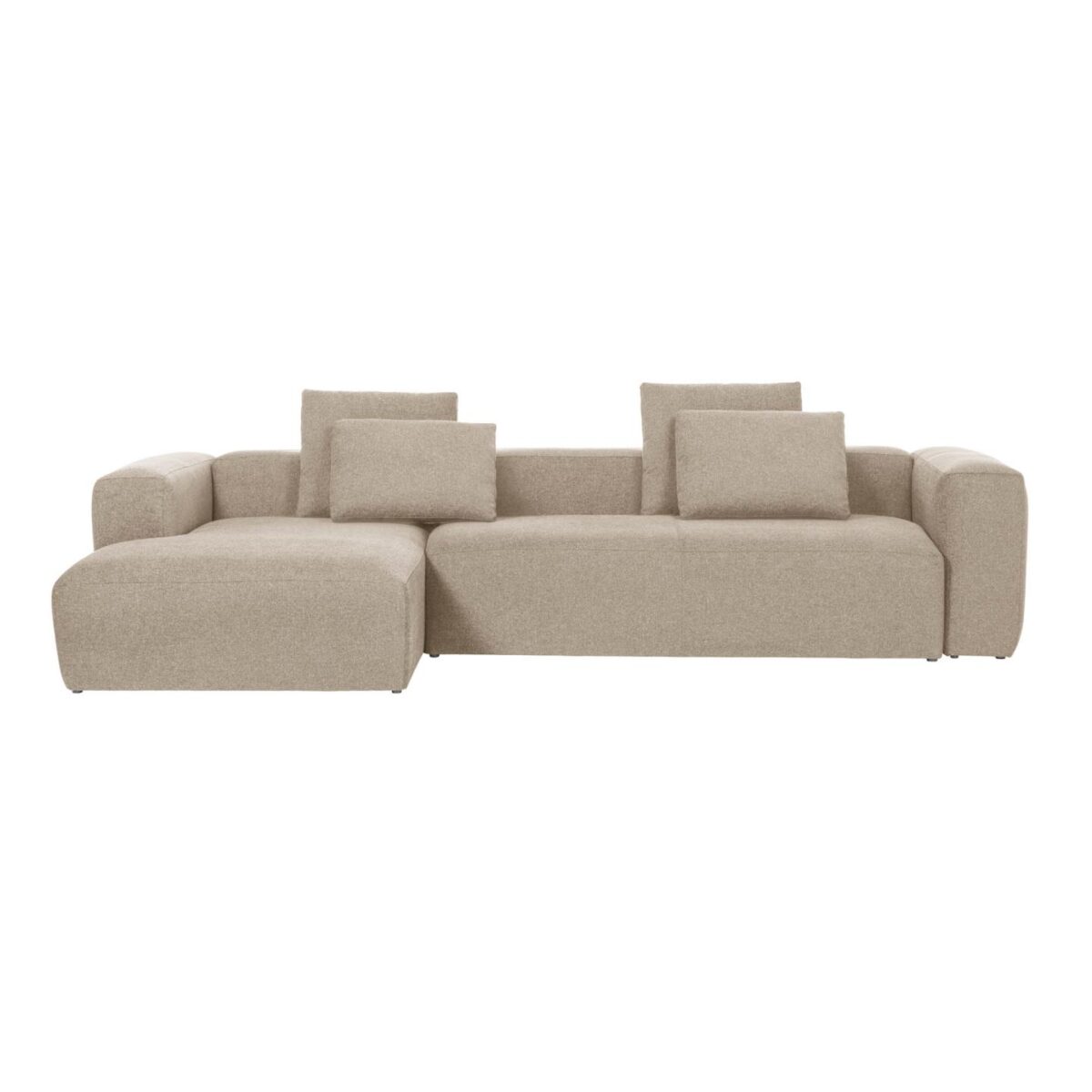 Kave Home Blok 4-zitsbank in beige chenille en met chaise longue links 330 cm FSC Mix Credit - Afbeelding 8