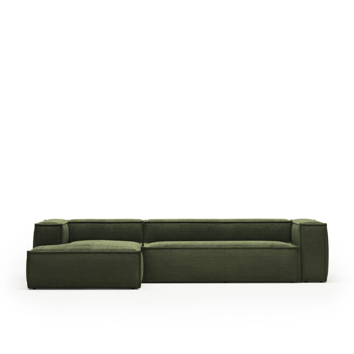 Kave Home Blok 4-zitsbank in dik groen ribfluweel en met chaise longue links 330 cm FSC Mix Credit - Afbeelding 4