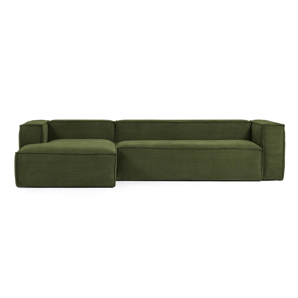 Kave Home Blok 4-zitsbank in dik groen ribfluweel en met chaise longue links 330 cm FSC Mix Credit - Afbeelding 6