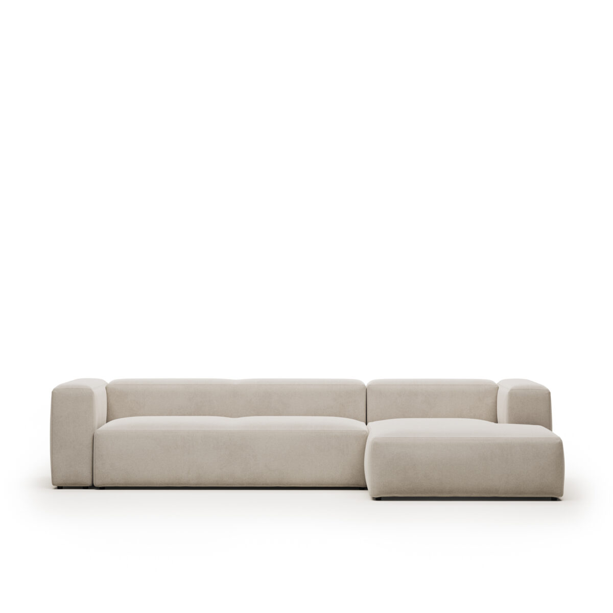 Kave Home Blok 4-zitsbank in beige chenille en met chaise longue rechts 330 cm FSC Mix Credit - Afbeelding 3