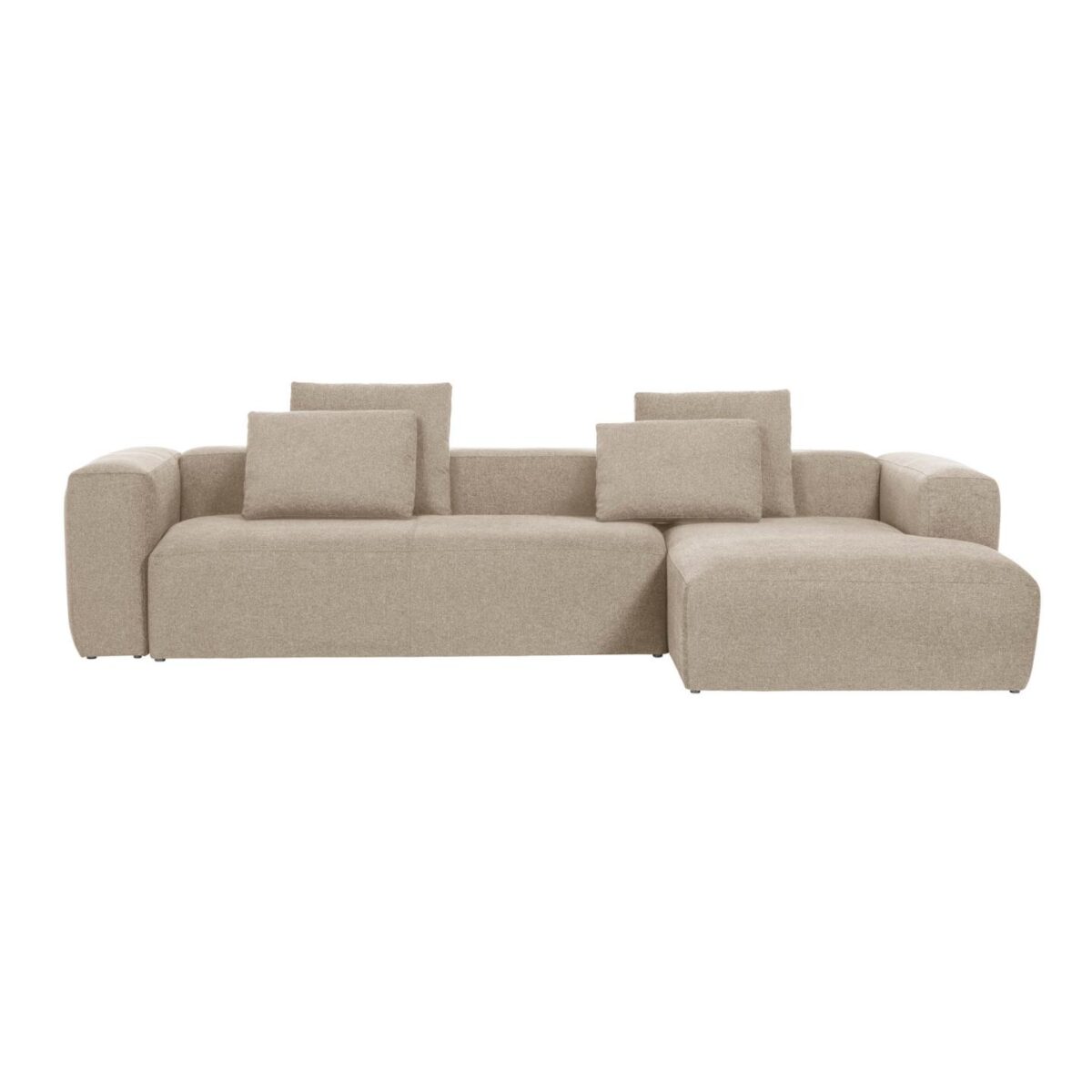 Kave Home Blok 4-zitsbank in beige chenille en met chaise longue rechts 330 cm FSC Mix Credit - Afbeelding 8