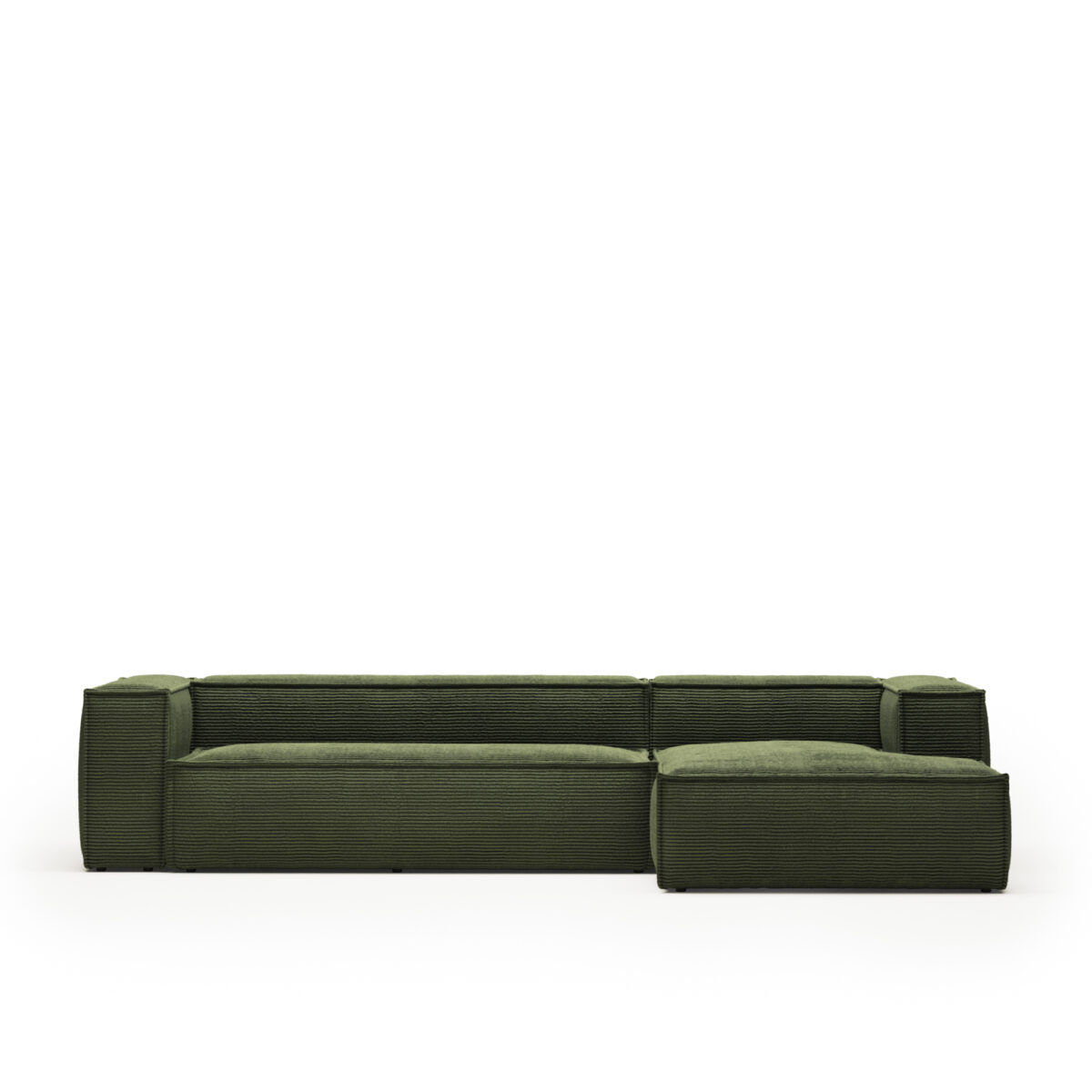 Kave Home Blok 4-zitsbank in dik groen ribfluweel en met chaise longue rechts 330 cm FSC Mix Credit