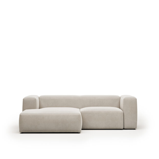 Kave Home Blok 2-zitsbank in beige chenille met een chaise longue links 240 cm FSC Mix Credit