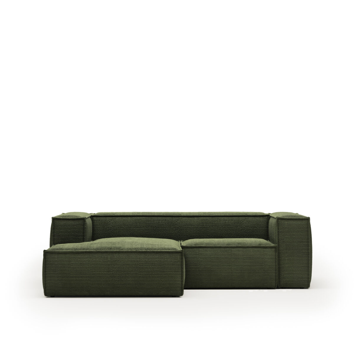 Kave Home Blok 2-zitsbank in dik groen ribfluweel en met chaise longue links 240 cm FSC Mix Credit - Afbeelding 3