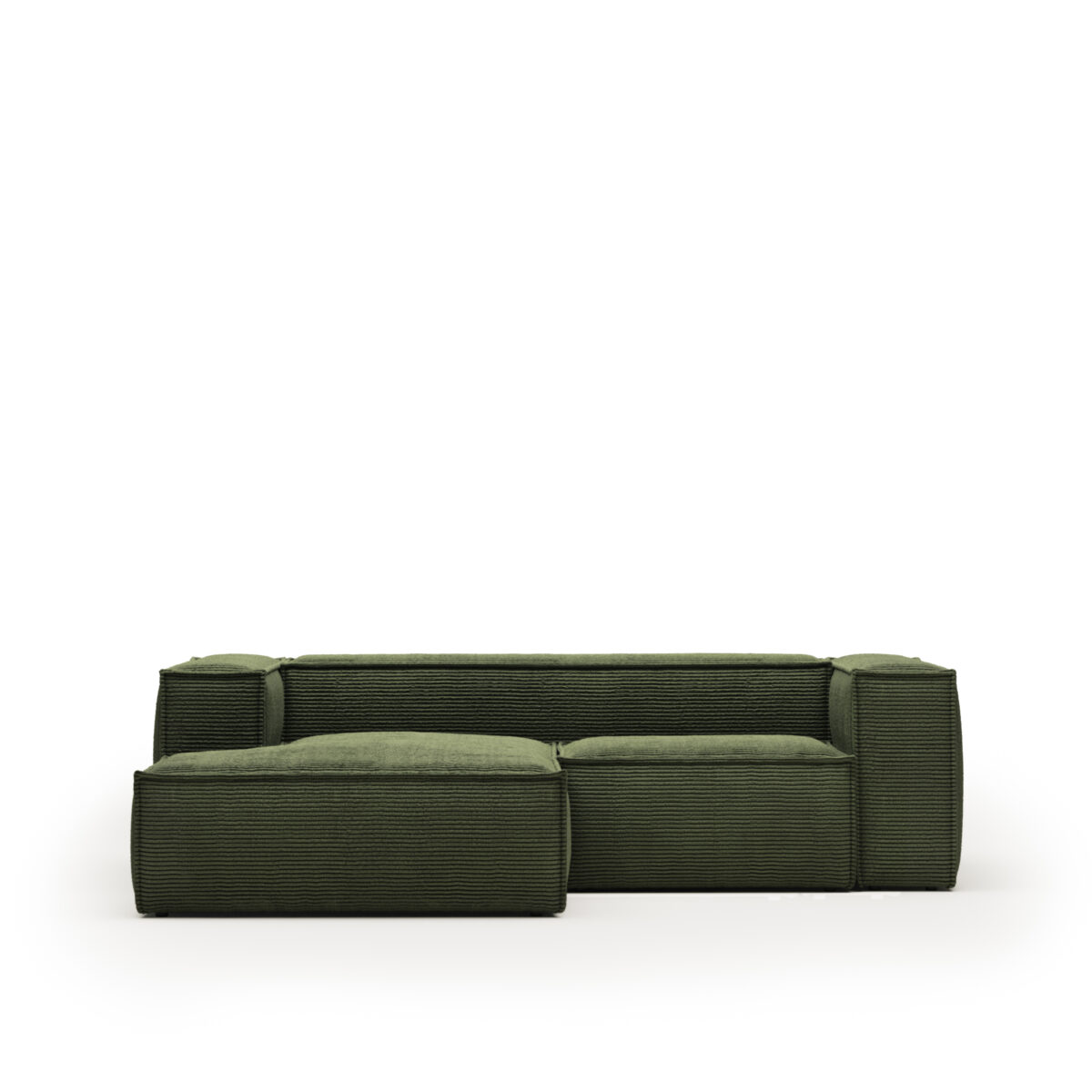 Kave Home Blok 2-zitsbank in dik groen ribfluweel en met chaise longue links 240 cm FSC Mix Credit - Afbeelding 4