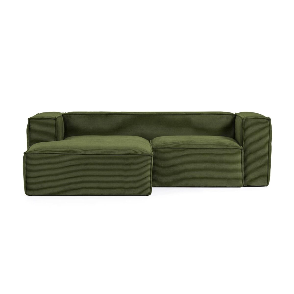 Kave Home Blok 2-zitsbank in dik groen ribfluweel en met chaise longue links 240 cm FSC Mix Credit - Afbeelding 5