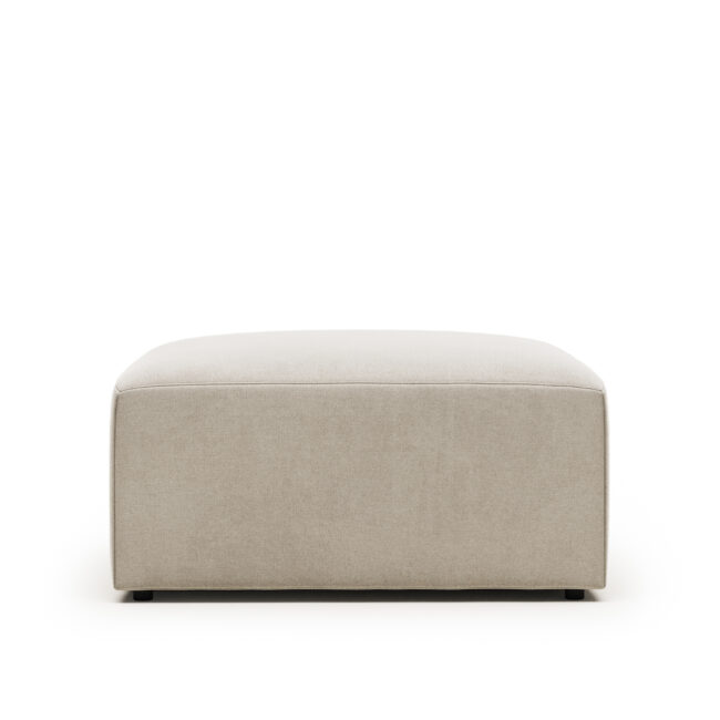 Kave Home Blok-voetenbankje in beige chenille 90 x 74 cm FSC Mix Credit
