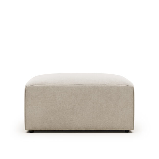Kave Home Blok-voetenbankje in beige chenille 90 x 74 cm FSC Mix Credit