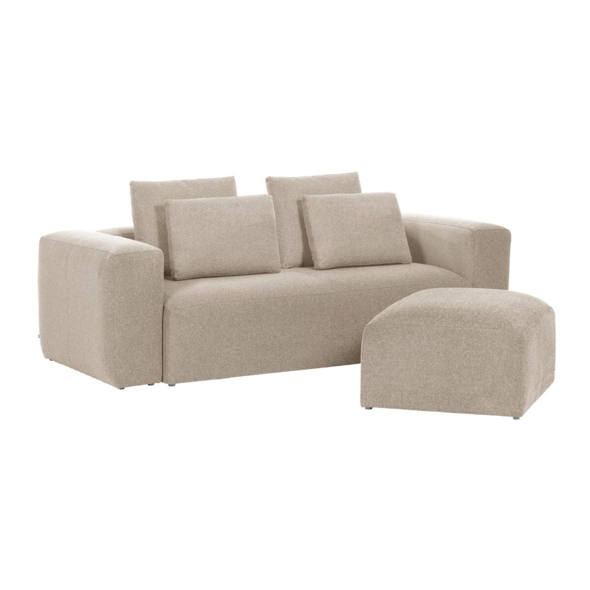 Kave Home Blok-voetenbankje in beige chenille 90 x 74 cm FSC Mix Credit - Afbeelding 6