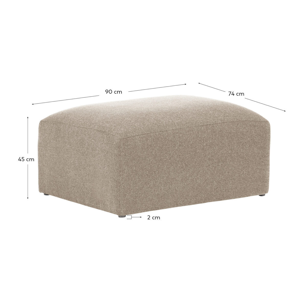 Kave Home Blok-voetenbankje in beige chenille 90 x 74 cm FSC Mix Credit - Afbeelding 7