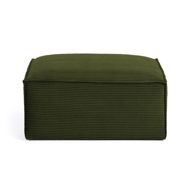 Kave Home Blok-voetenbankje in dik groen ribfluweel 90 x 74 cm FSC Mix Credit