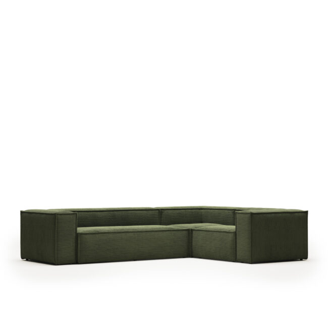 Kave Home Blok 4 zits hoekbank in groen ribfluweel 320 x 230 cm / 230 x 320 cm FSC Mix Credit