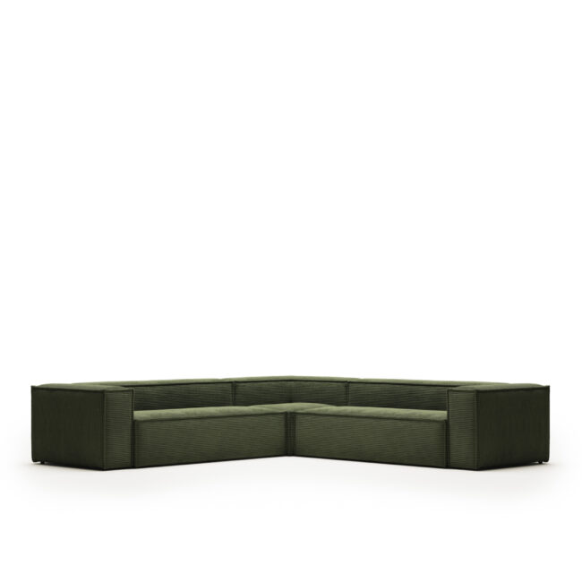 Kave Home Blok 6-zitshoekbank in dik groen ribfluweel 320 x 320 cm FSC Mix Credit