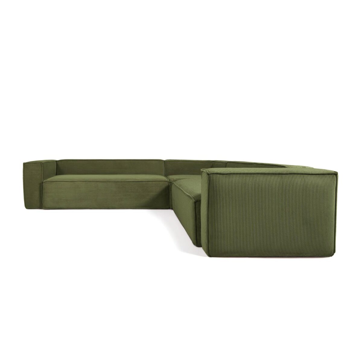 Kave Home Blok 6-zitshoekbank in dik groen ribfluweel 320 x 320 cm FSC Mix Credit - Afbeelding 6