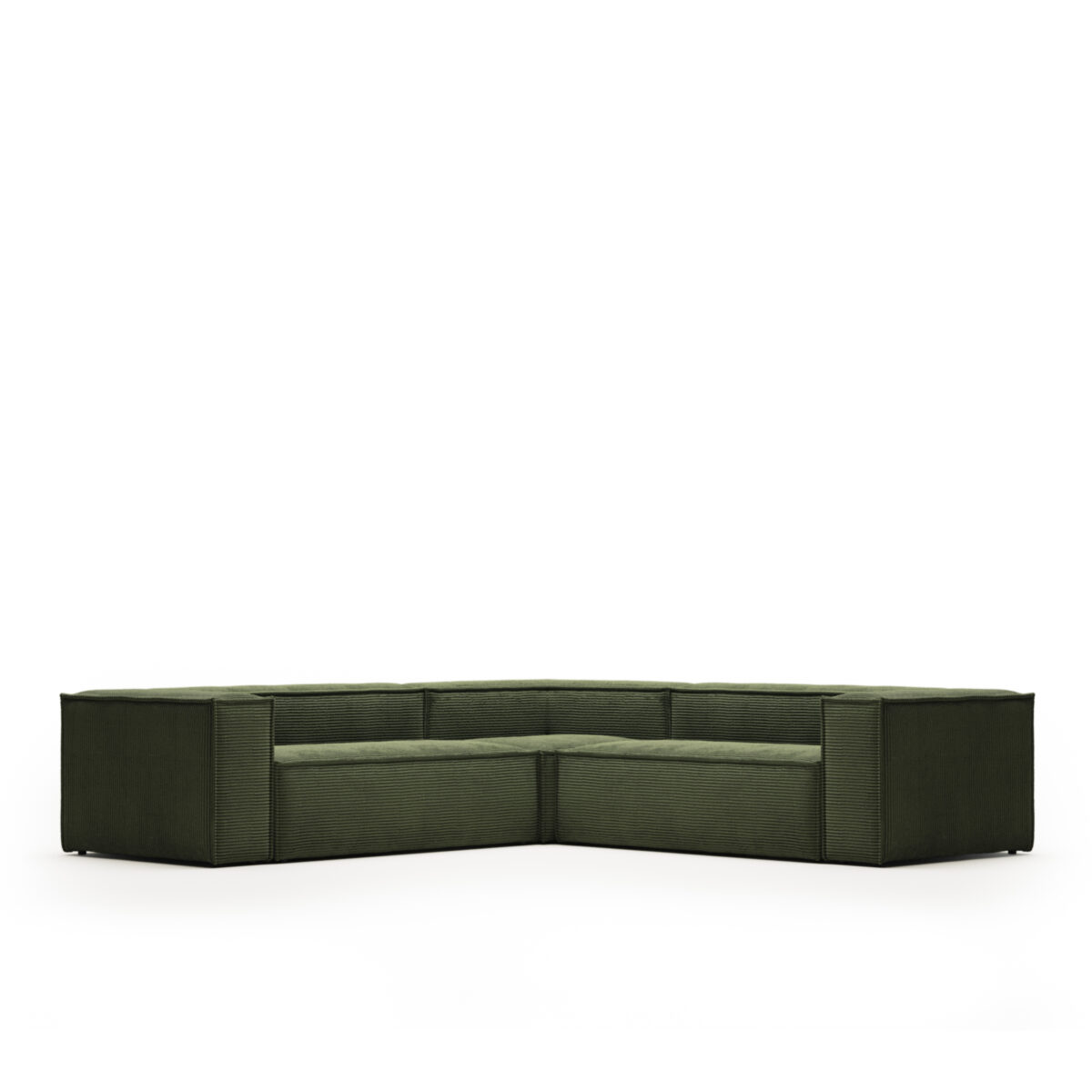 Kave Home Blok 4-zitshoekbank in dik groen ribfluweel 290 x 290 cm FSC Mix Credit - Afbeelding 5
