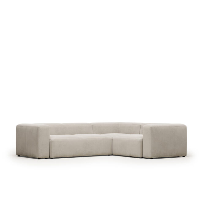 Kave Home Blok 3-zitshoekbank in beige chenille 290 x 230 cm / 230 cm 290 cm FSC Mix Credit