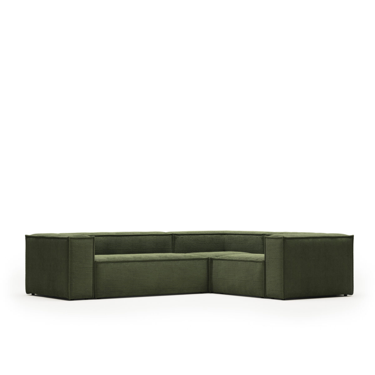 Kave Home Blok 3-zitshoekbank in dik groen ribfluweel 290 x 230 cm / 230 cm 290 cm FSC Mix Credit - Afbeelding 4