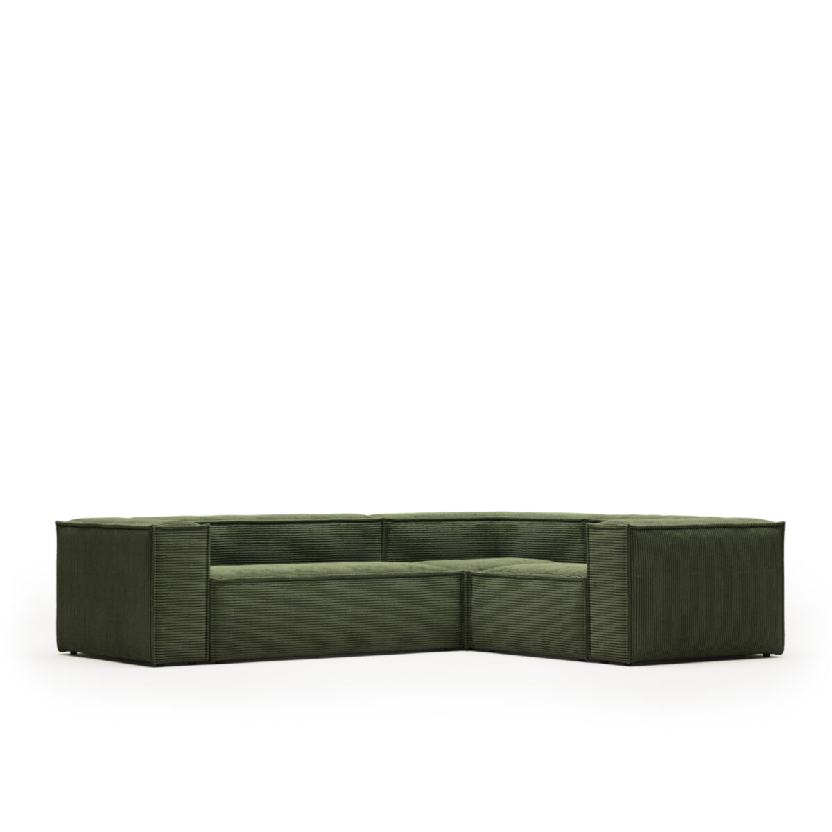Kave Home Blok 3-zitshoekbank in dik groen ribfluweel 290 x 230 cm / 230 cm 290 cm FSC Mix Credit - Afbeelding 5