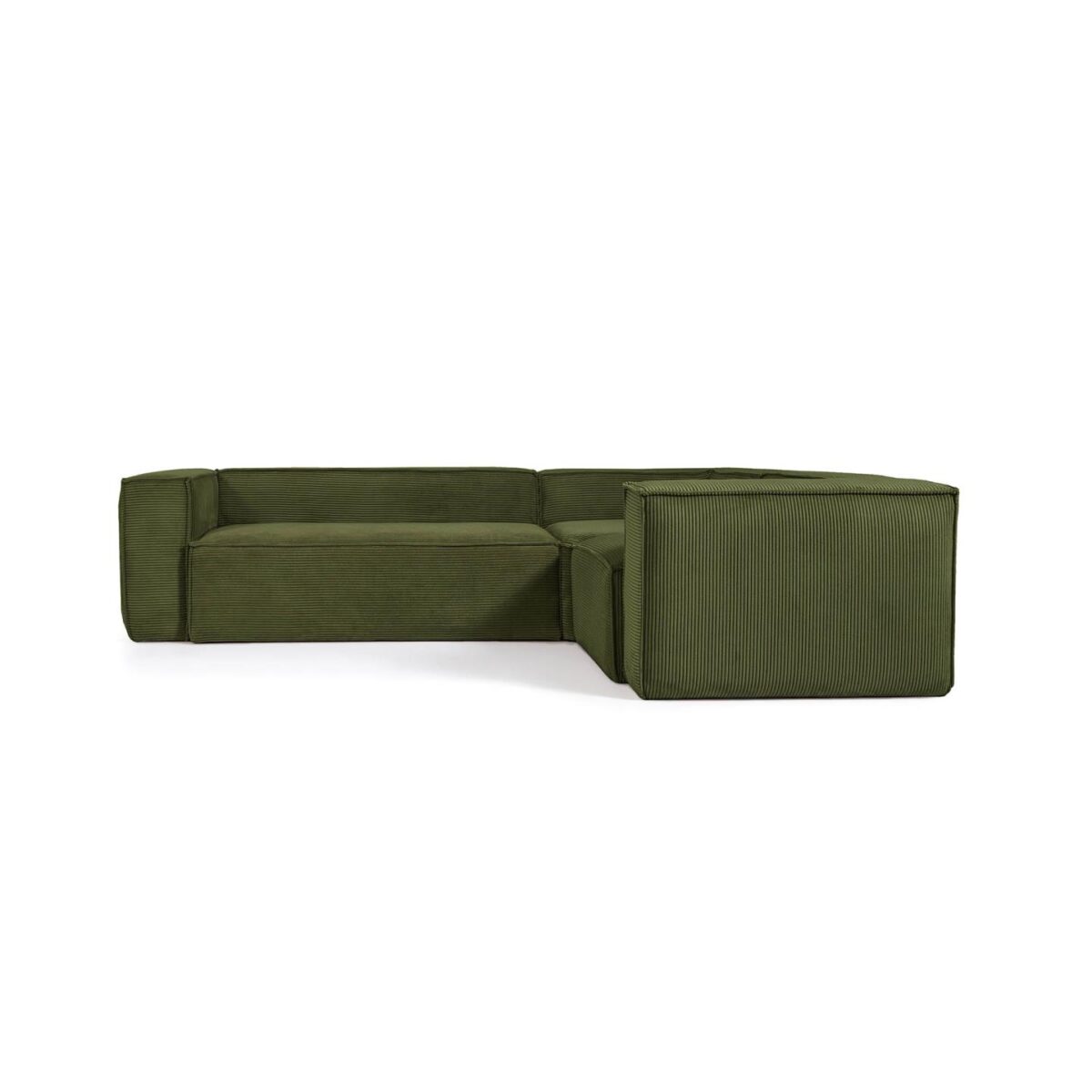 Kave Home Blok 3-zitshoekbank in dik groen ribfluweel 290 x 230 cm / 230 cm 290 cm FSC Mix Credit - Afbeelding 6