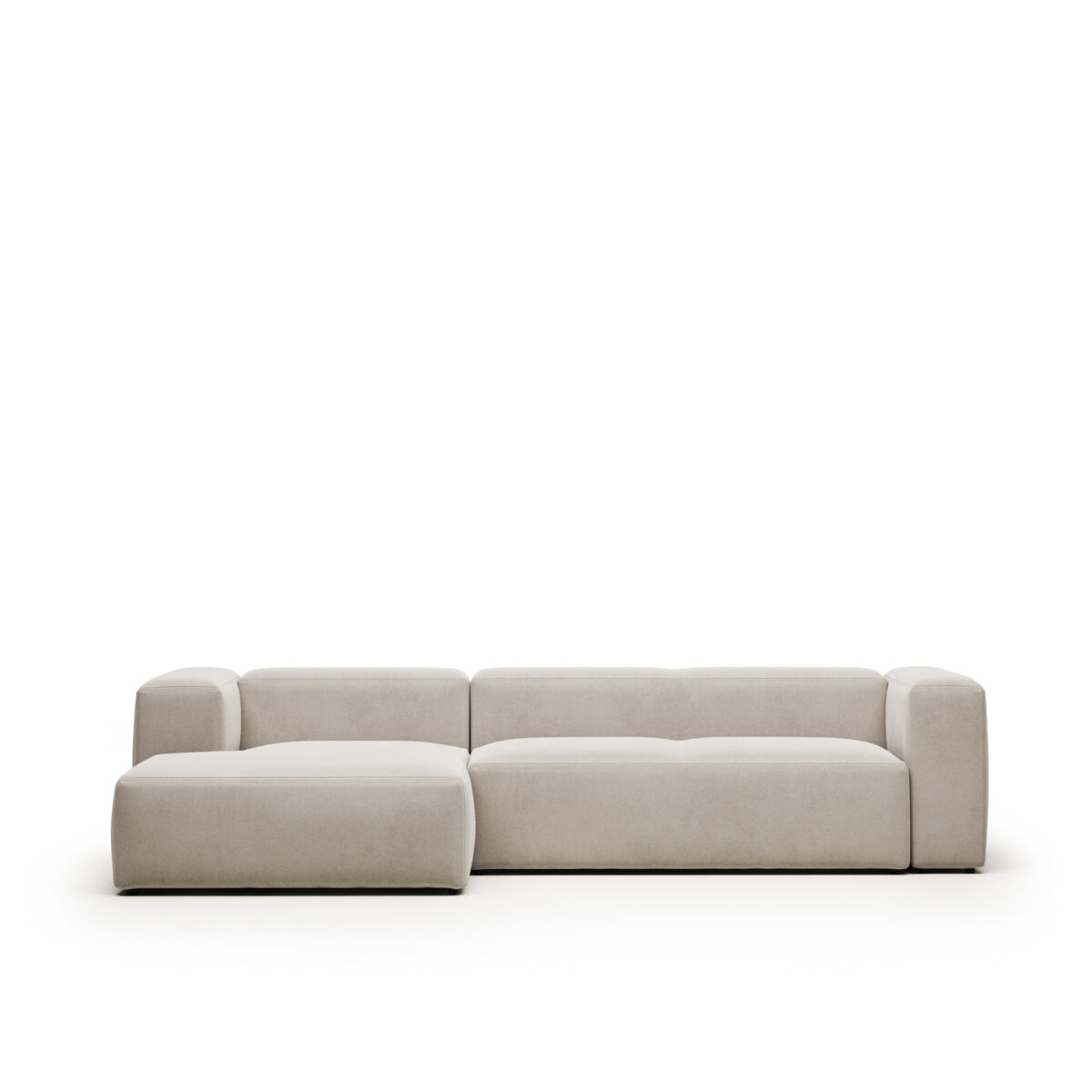 Kave Home Blok 3-zitsbank in beige chenille en met chaise longue links 300 cm FSC Mix Credit