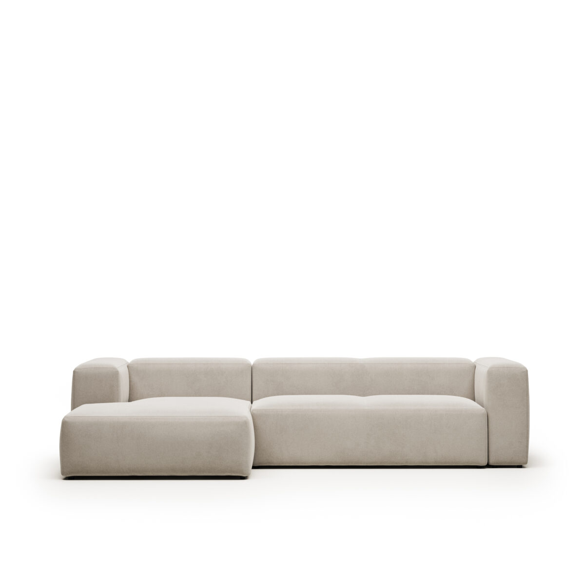 Kave Home Blok 3-zitsbank in beige chenille en met chaise longue links 300 cm FSC Mix Credit - Afbeelding 4