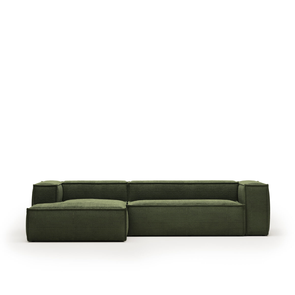 Kave Home Blok 3-zitsbank in dik groen ribfluweel en met chaise longue links 300 cm FSC Mix Credit - Afbeelding 5