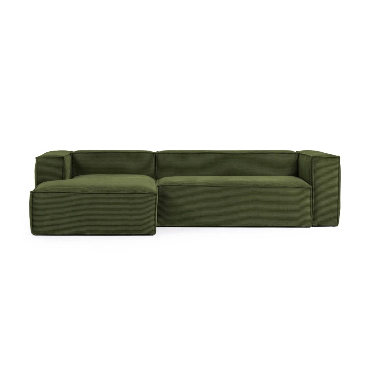 Kave Home Blok 3-zitsbank in dik groen ribfluweel en met chaise longue links 300 cm FSC Mix Credit - Afbeelding 6