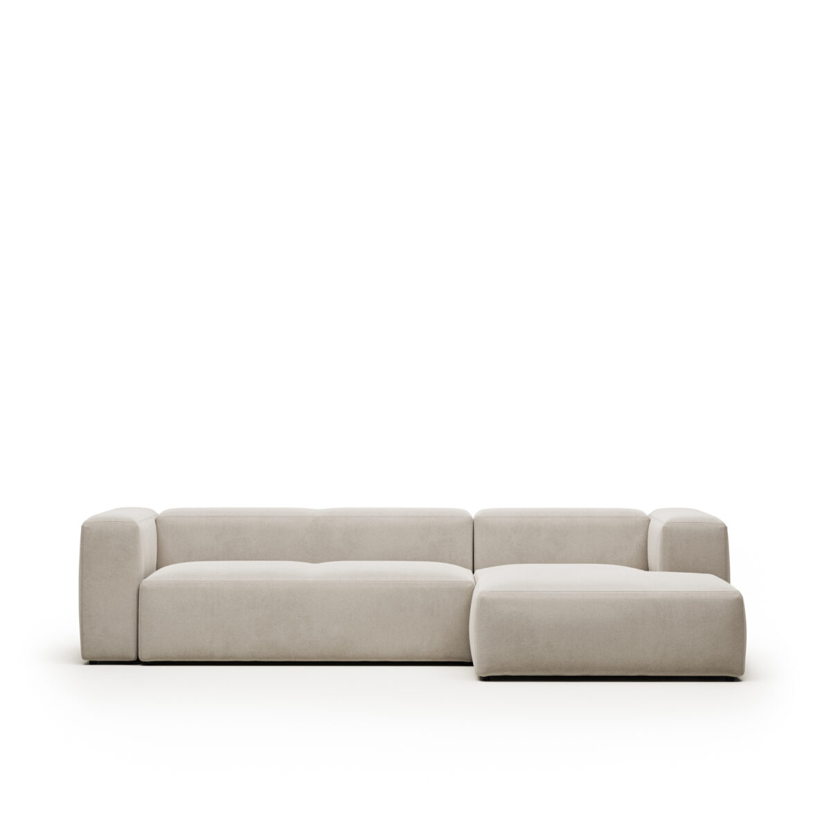 Kave Home Blok 3-zitsbank in beige chenille en met chaise longue rechts 300 cm FSC Mix Credit