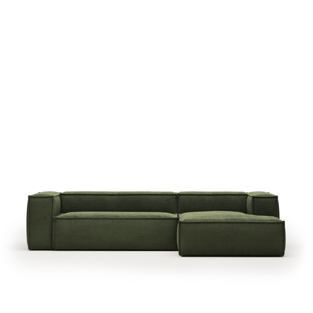 Kave Home Blok 3-zitsbank met dik groen ribfluweel en chaise longue rechts 300 cm FSC Mix Credit - Afbeelding 5