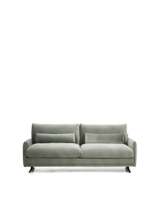 Kave Home Veliro 2-zitsbank in groen fluweel met stalen poten zwart afgewerkt 210 cm FSC Mix Credit