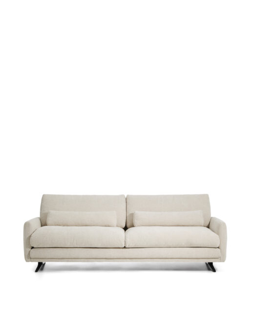 Kave Home Veliro 3-zitsbank in beige chenille met stalen poten in zwart 240 cm FSC Mix Credit