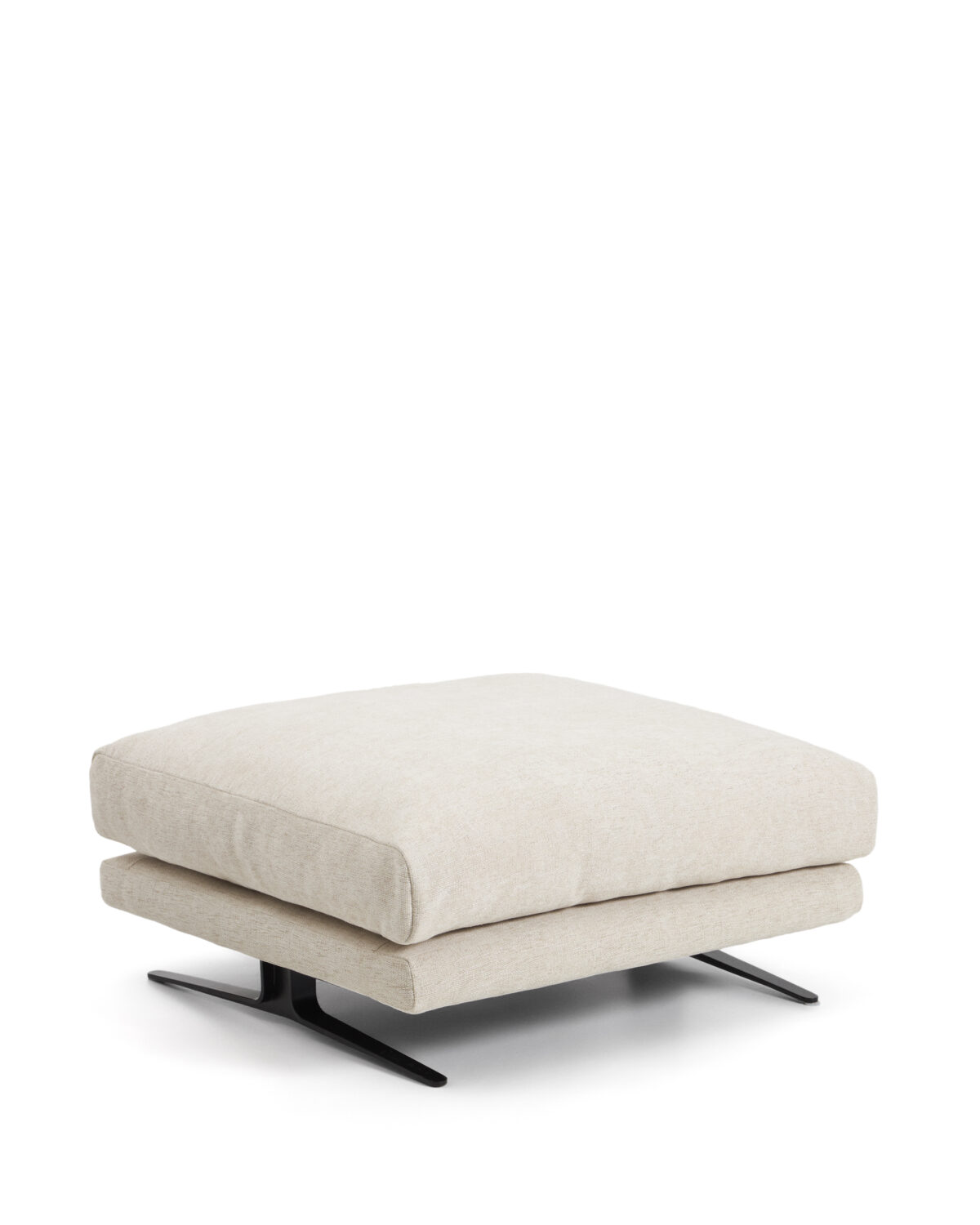 Kave Home Veliro voetenbankje in beige chenille met zwarte stalen poten 85 x 90 cm FSC Mix Credit - Afbeelding 4