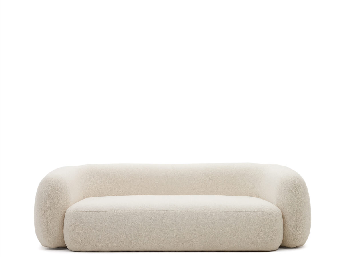 Kave Home Martina 3-zitsbank in ecru bouclé 246 cm FSC Mix Credit