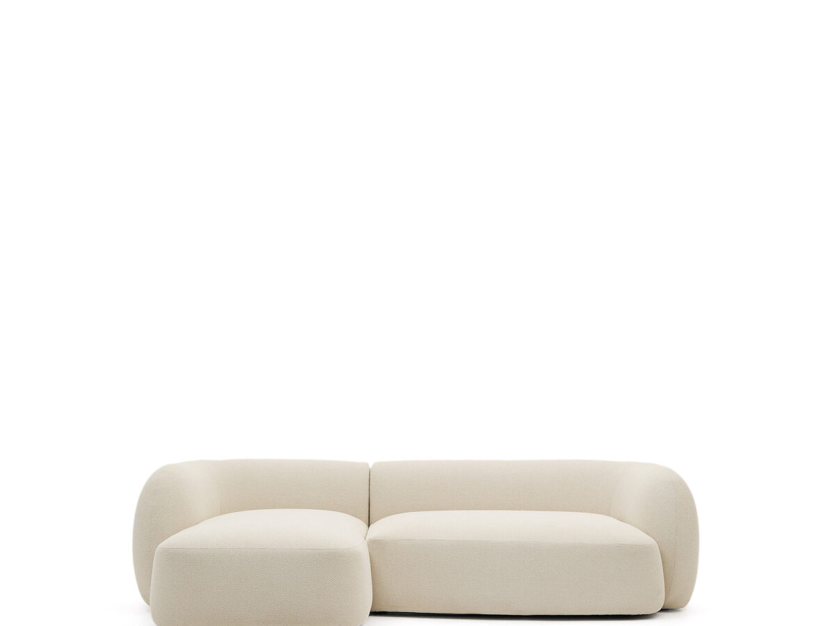 Kave Home Martina modulaire 3-zitsbank in ecru chenille met chaise longue links 287 cm