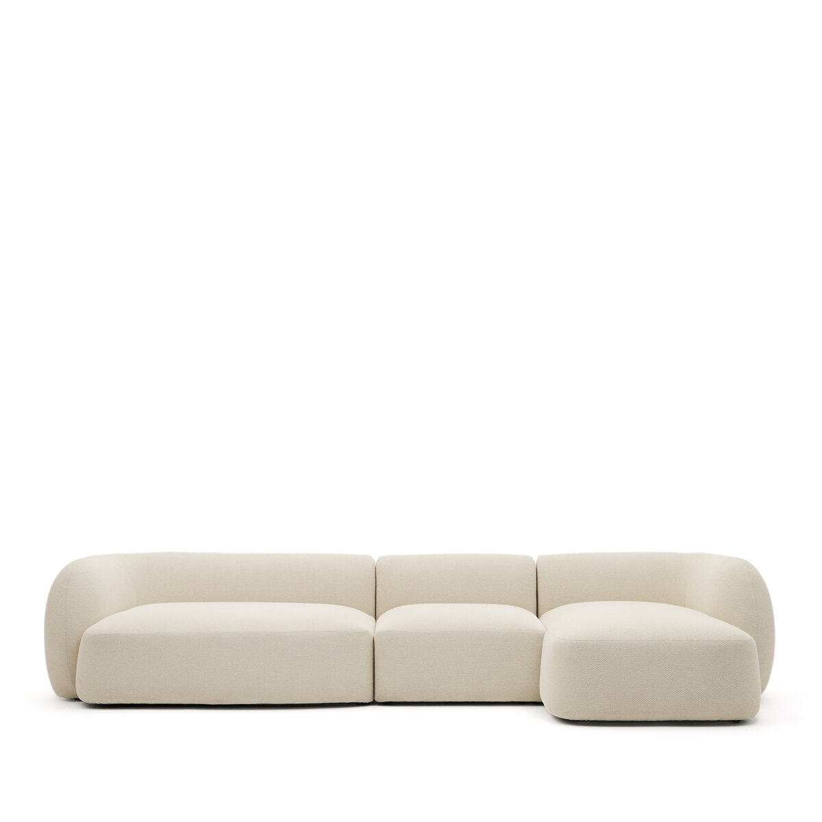 Kave Home Martina modulaire 4-zitsbank in ecru chenille met chaise longue rechts 377 cm