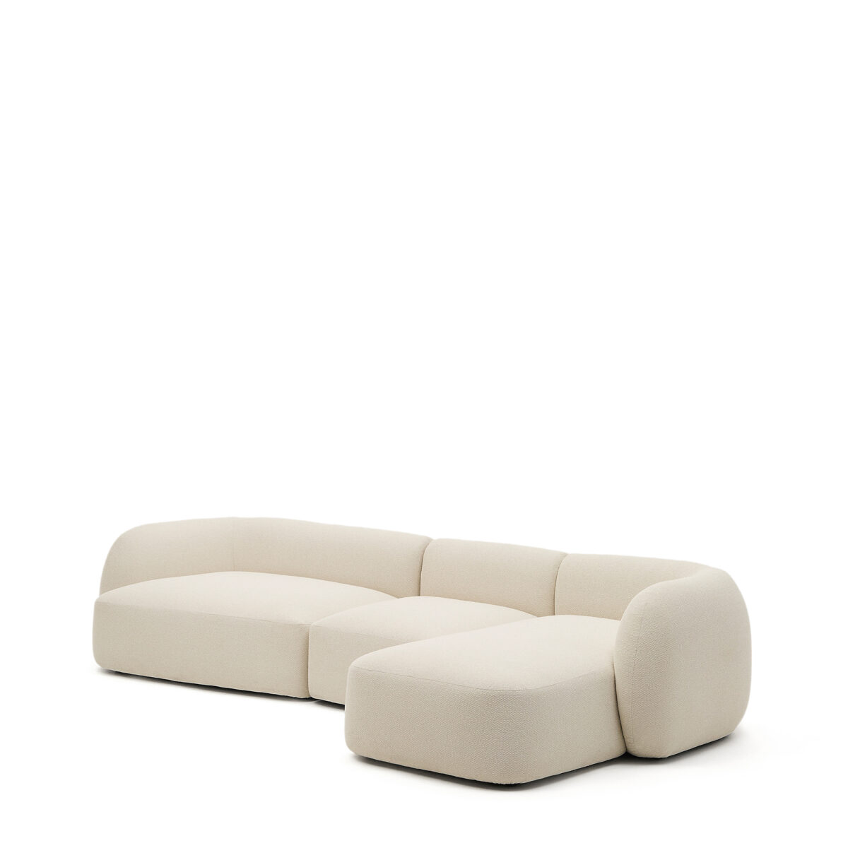 Kave Home Martina modulaire 4-zitsbank in ecru chenille met chaise longue rechts 377 cm - Afbeelding 6