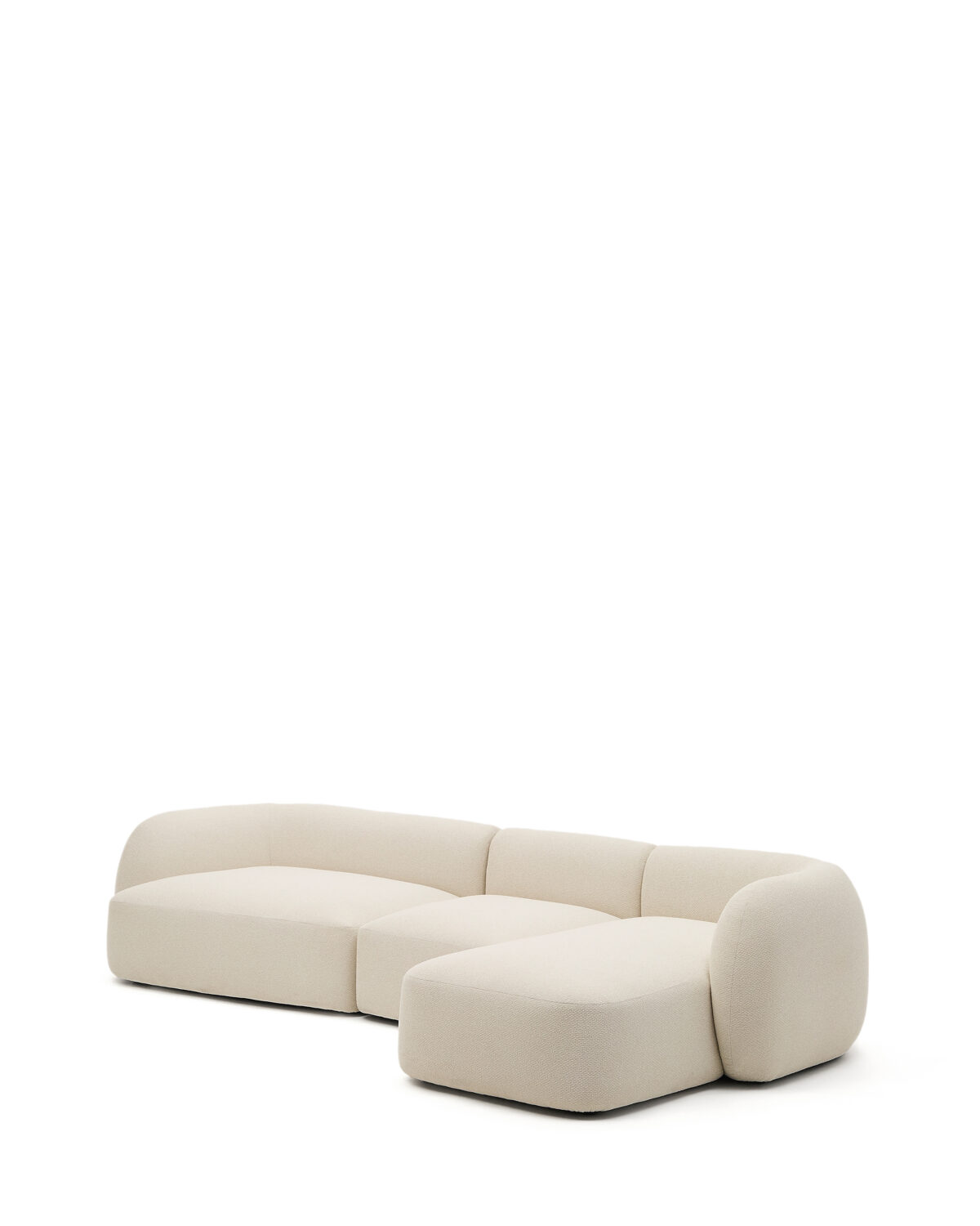 Kave Home Martina modulaire 4-zitsbank in ecru chenille met chaise longue rechts 377 cm - Afbeelding 7
