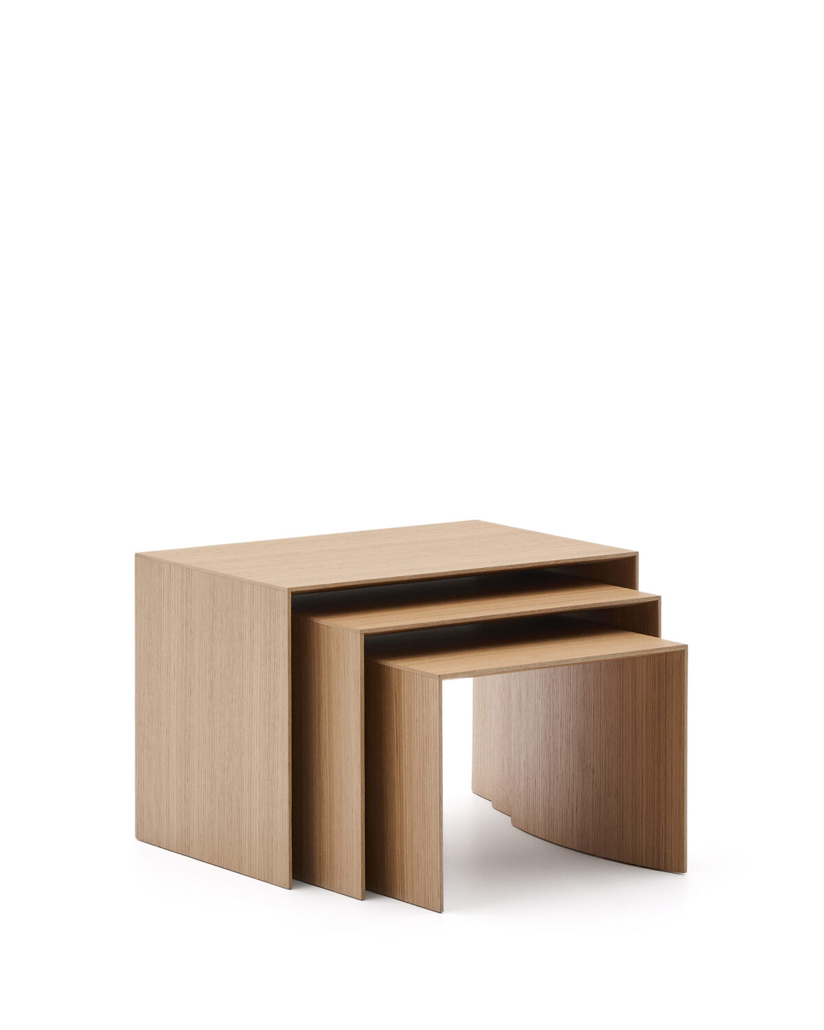 Kave Home Litto set van 3 in elkaar passende bijzettafels van eikenfineer met een natuurlijke afwerking FSC Mix Credit 60 x 40 / 51 x 36 / 42 x 31 cm - Afbeelding 7