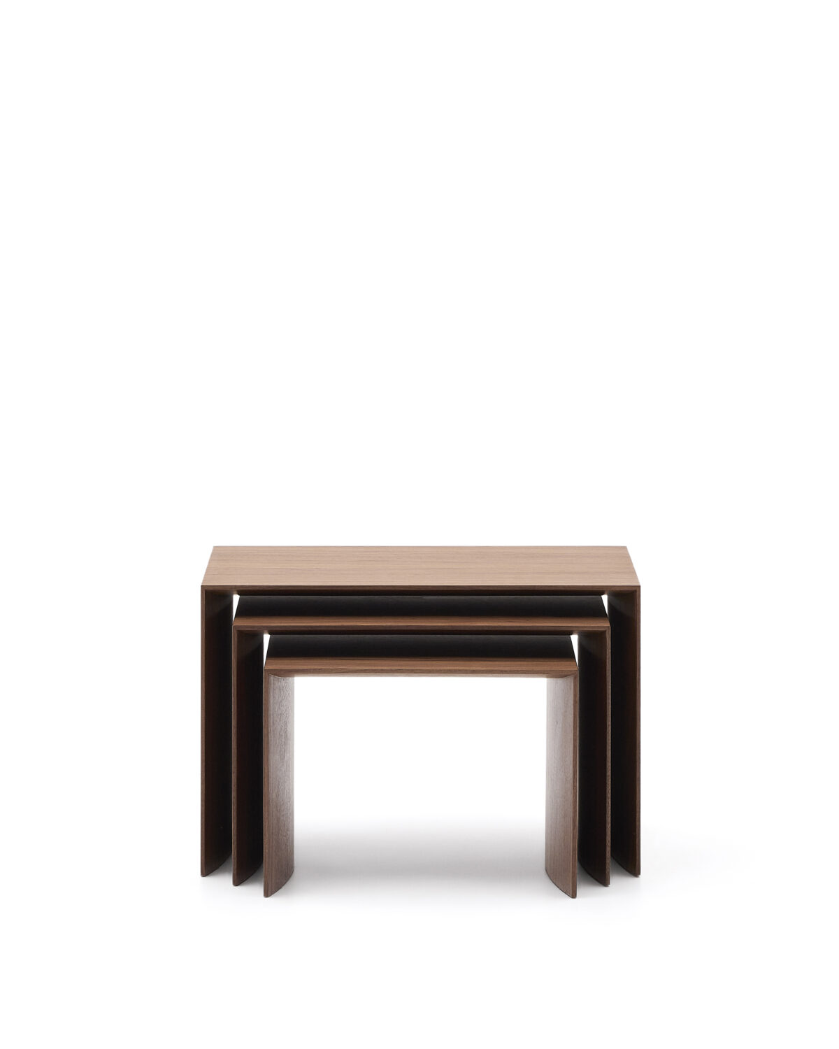 Kave Home Set van 3 in elkaar passende bijzettafels Litto van natuurlijk afgewerkt walnootfineer FSC Mix Credit 60 x 40 / 51 x 36 / 42 x 31 cm - Afbeelding 5