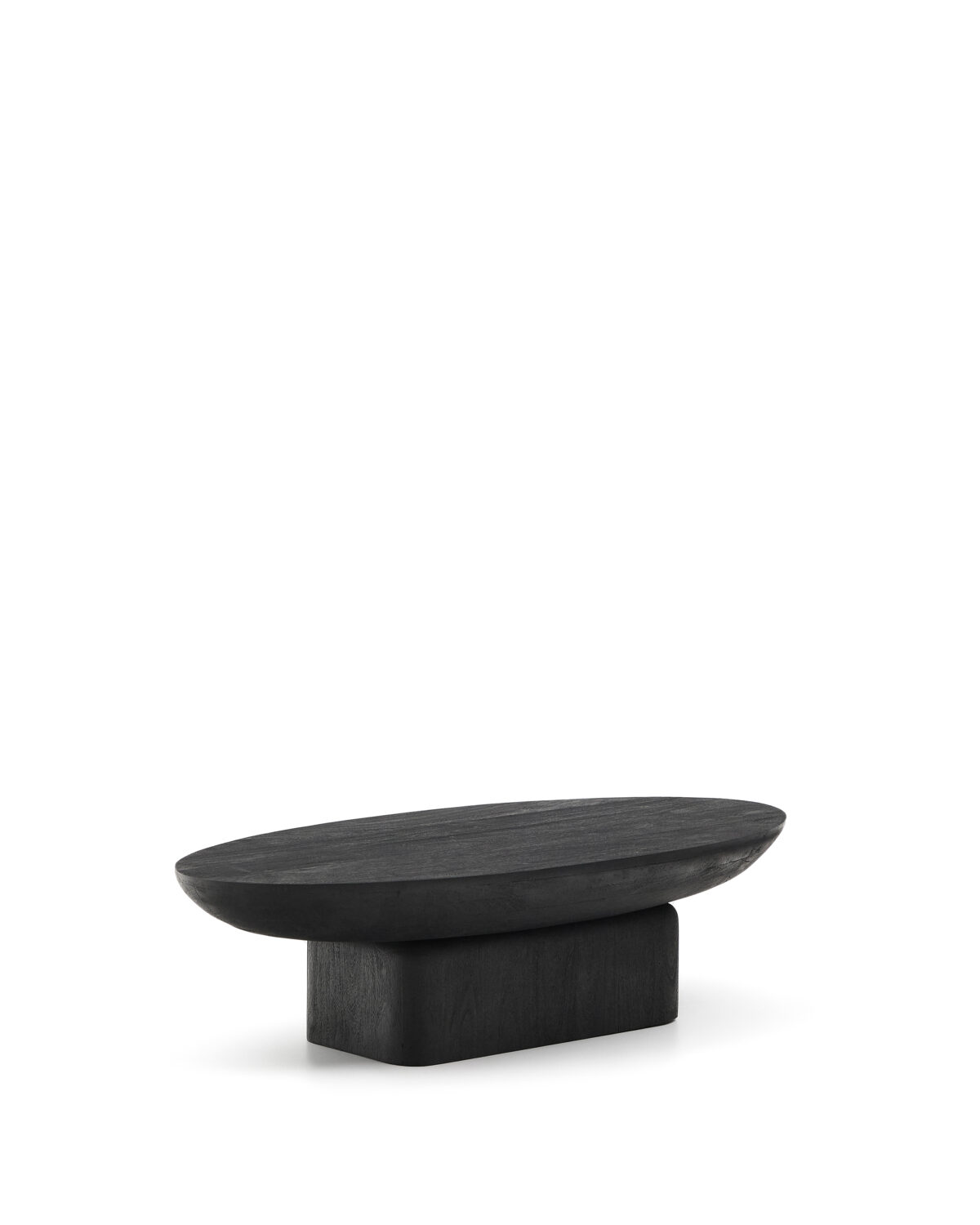 Kave Home Ovak salontafel van massief acaciahout met afwerking in zwart FSC 100% 140 x 70 cm - Afbeelding 7