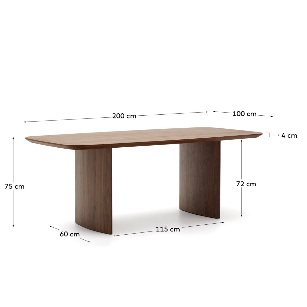 Kave Home Litto tafel van walnootfineer 200 x 100 cm - Afbeelding 9