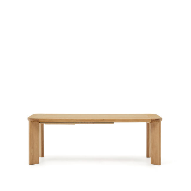 Kave Home Uitschuifbare tafel Jondal van FSC 100% massief eikenhout en -fineer 200 (286) x 100 cm