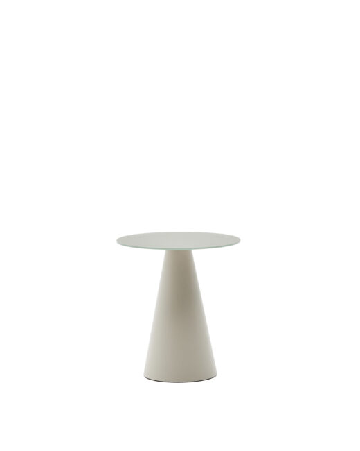 Kave Home Wilshire bijzettafel van gehard glas en metaal met een matgrijze afwerking, Ø 50 cm