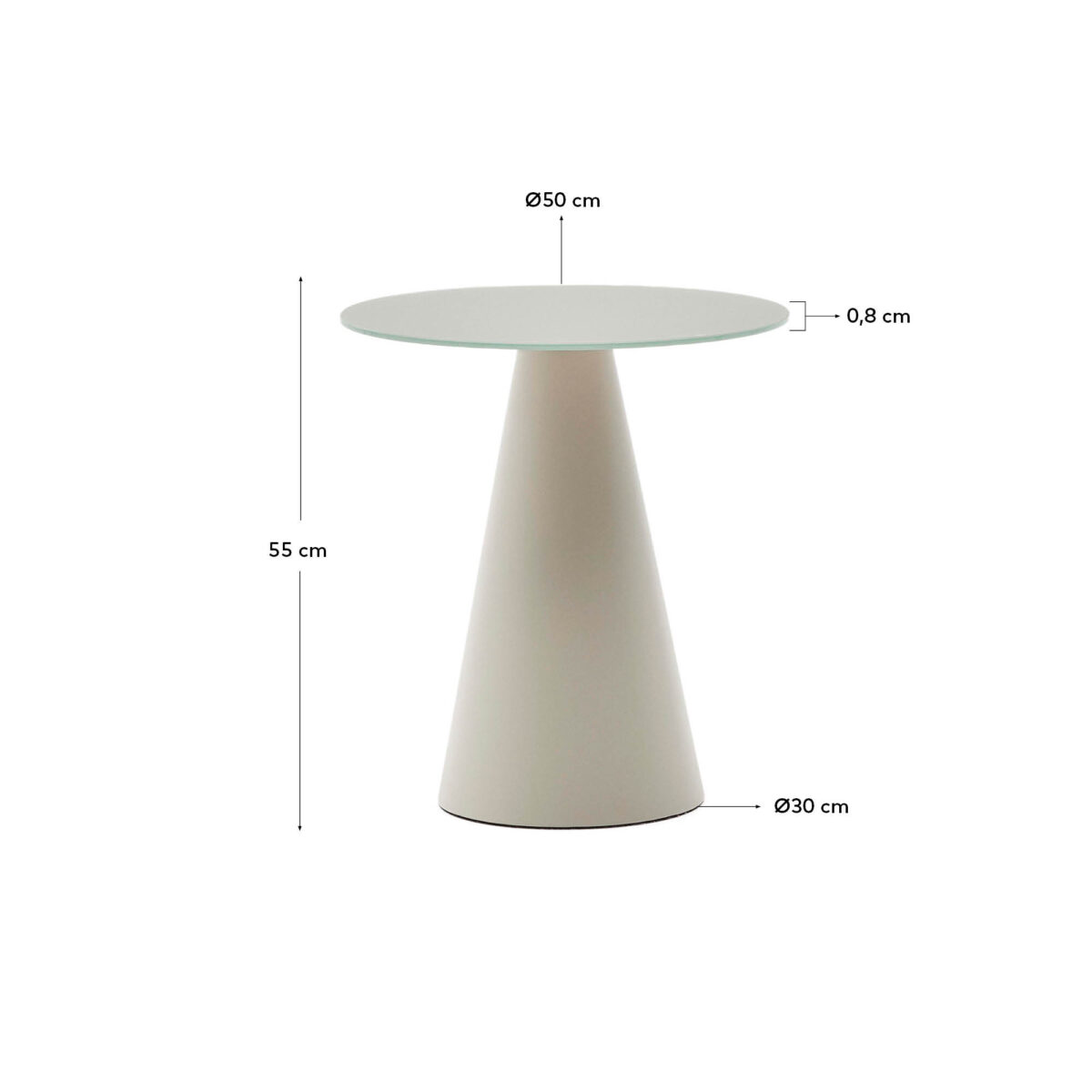 Kave Home Wilshire bijzettafel van gehard glas en metaal met een matgrijze afwerking, Ø 50 cm - Afbeelding 5