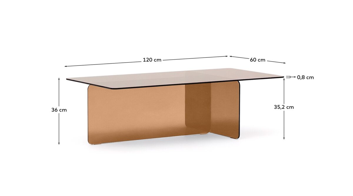 Kave Home Zaren salontafel van bruin gehard glas 120 x 60 cm - Afbeelding 6