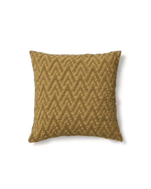 Kave Home Evone kussenhoes van 100% katoen met wafelstructuur mosterd 50 x 50 cm