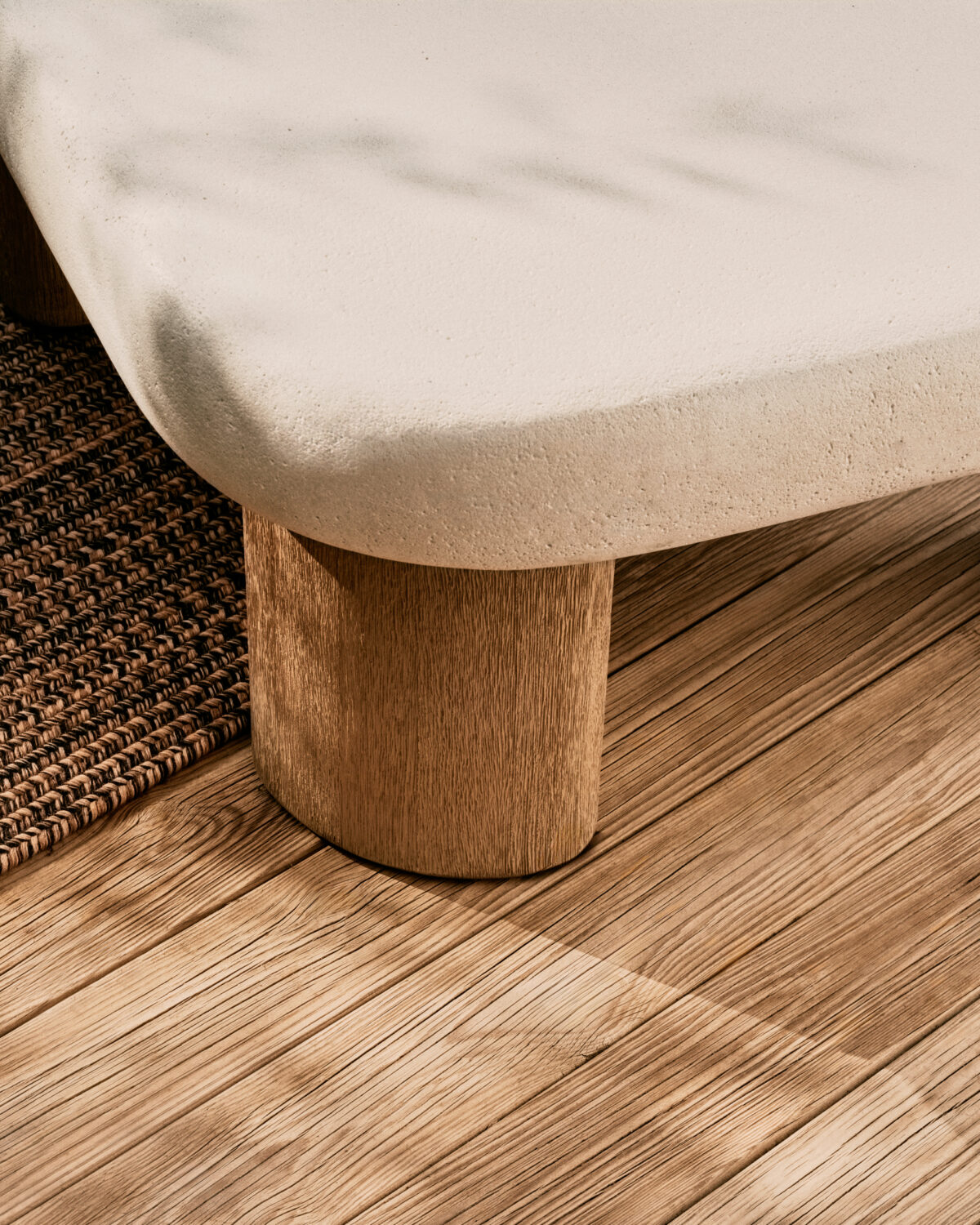 Kave Home Labra salontafel van cement en acaciahout 80 x 80 cm FSC 100% - Afbeelding 5