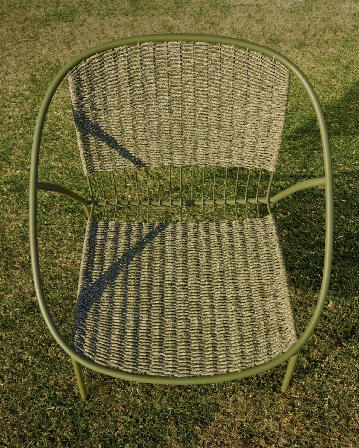 Kave Home Stapelbare Atrani fauteuil van gegalvaniseerd staal en groen touw - Afbeelding 3